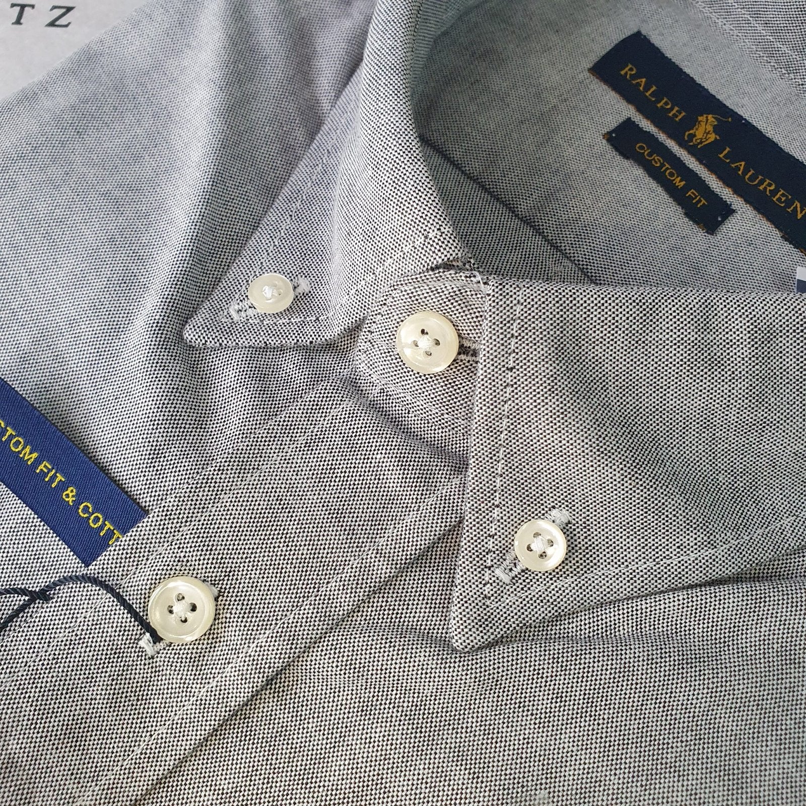 Camisa Ralph Lauren Masculina Oxford Cinza Espacial Pony Colorido