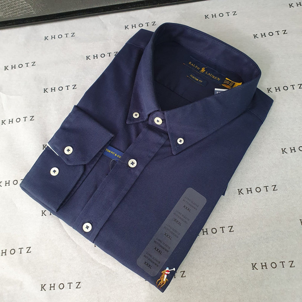 Camisa Ralph Lauren Masculina Oxford Azul Marinho Pony Colorido