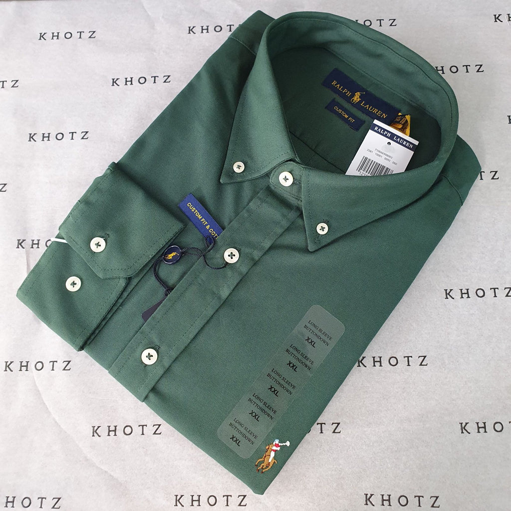 Camisa Ralph Lauren Masculina Oxford Verde Floresta Pony Colorido