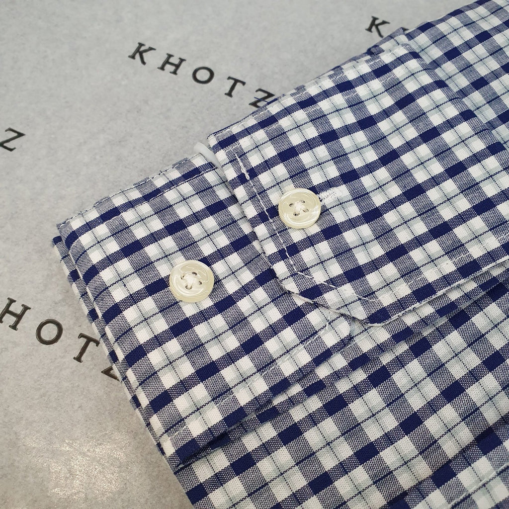 Camisa Ralph Lauren Masculina Xadrez Azul e Branco Pony Dourado