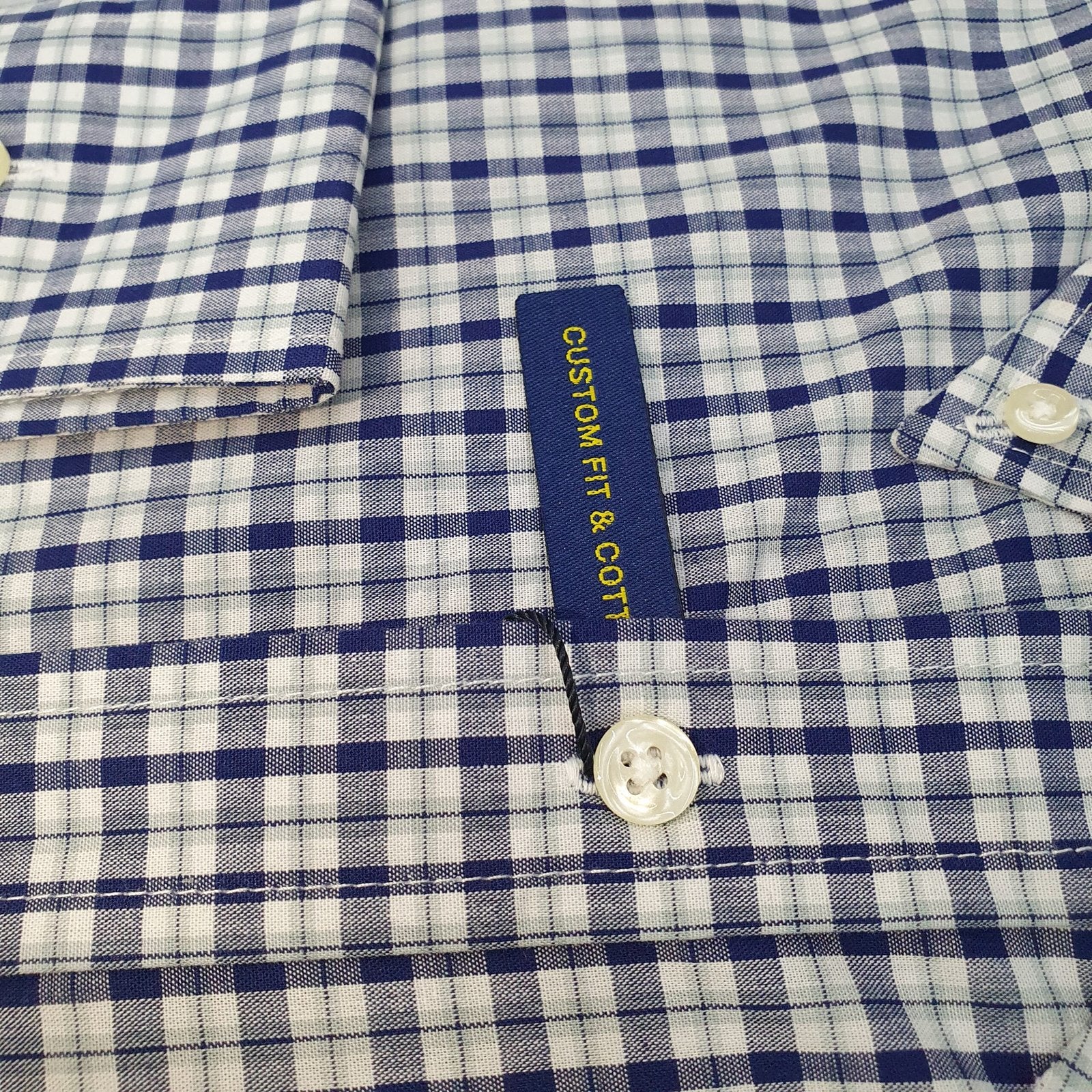 Camisa Ralph Lauren Masculina Xadrez Azul e Branco Pony Dourado