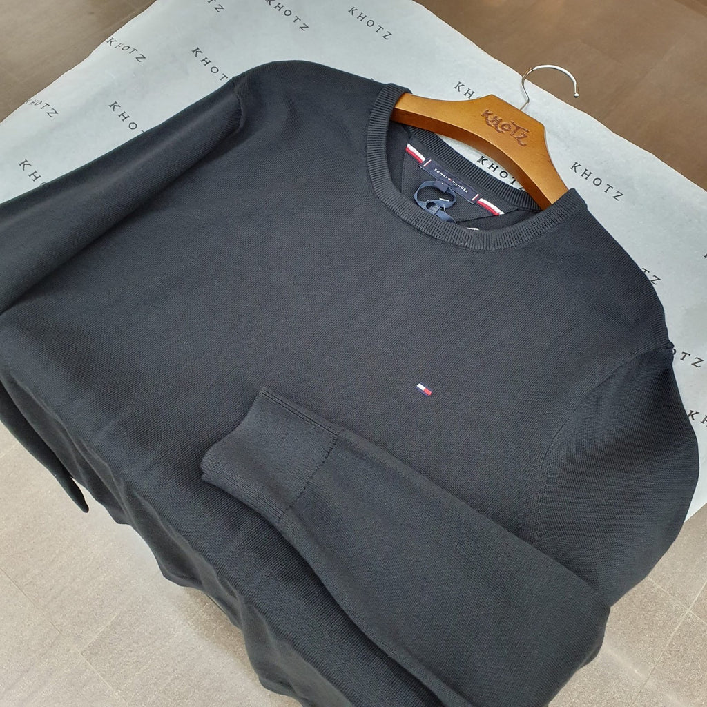 Suéter Tommy Hilfiger Masculino Preto Clássico Padrão da Marca