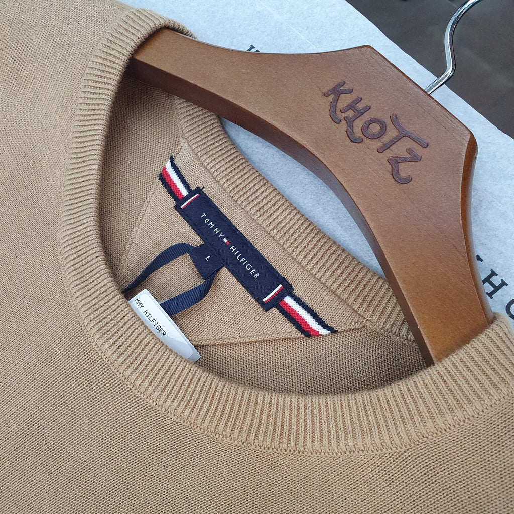 Suéter Tommy Hilfiger Masculino Caramelo Clássico Padrão da Marca