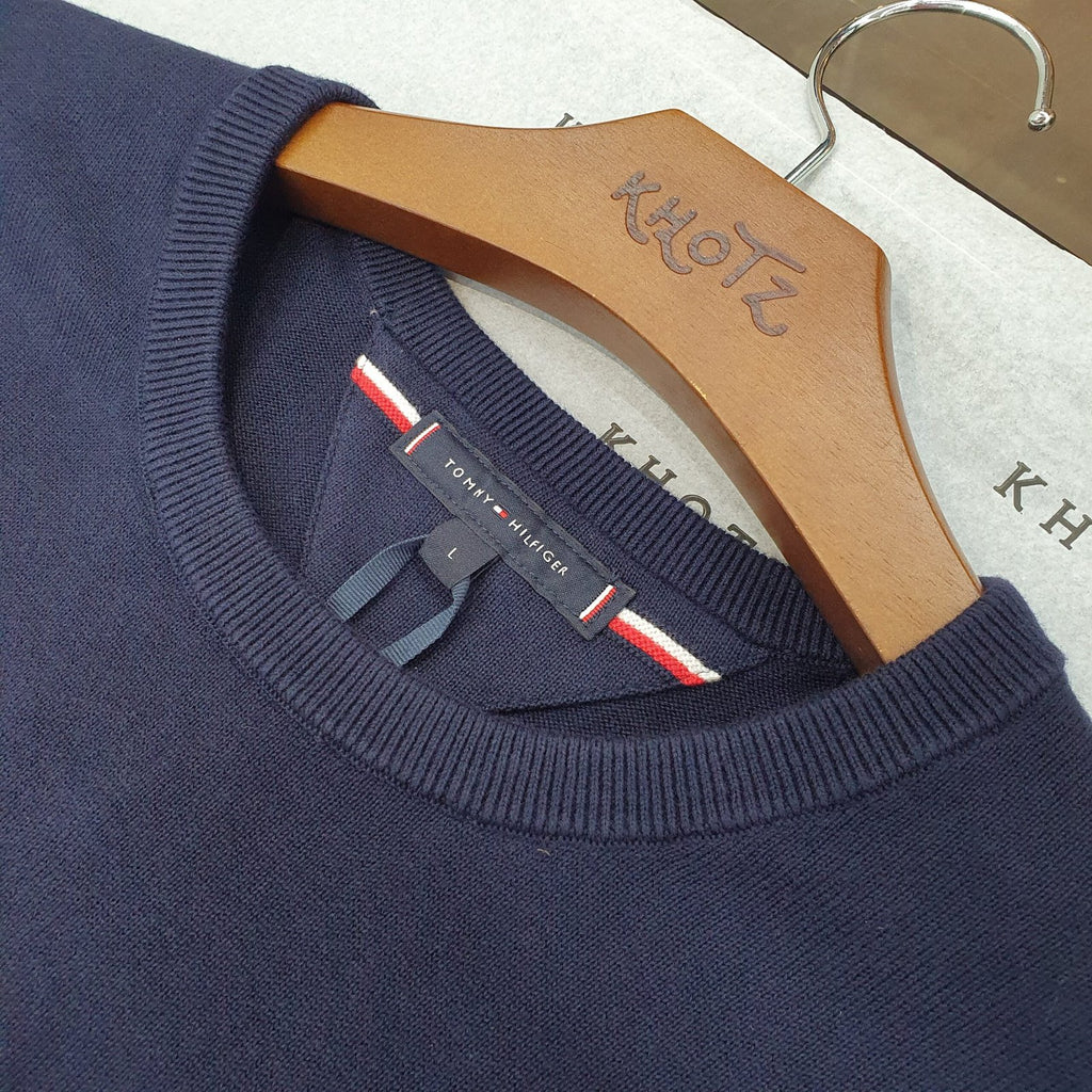 Suéter Tommy Hilfiger Masculino Marinho Clássico Padrão da Marca