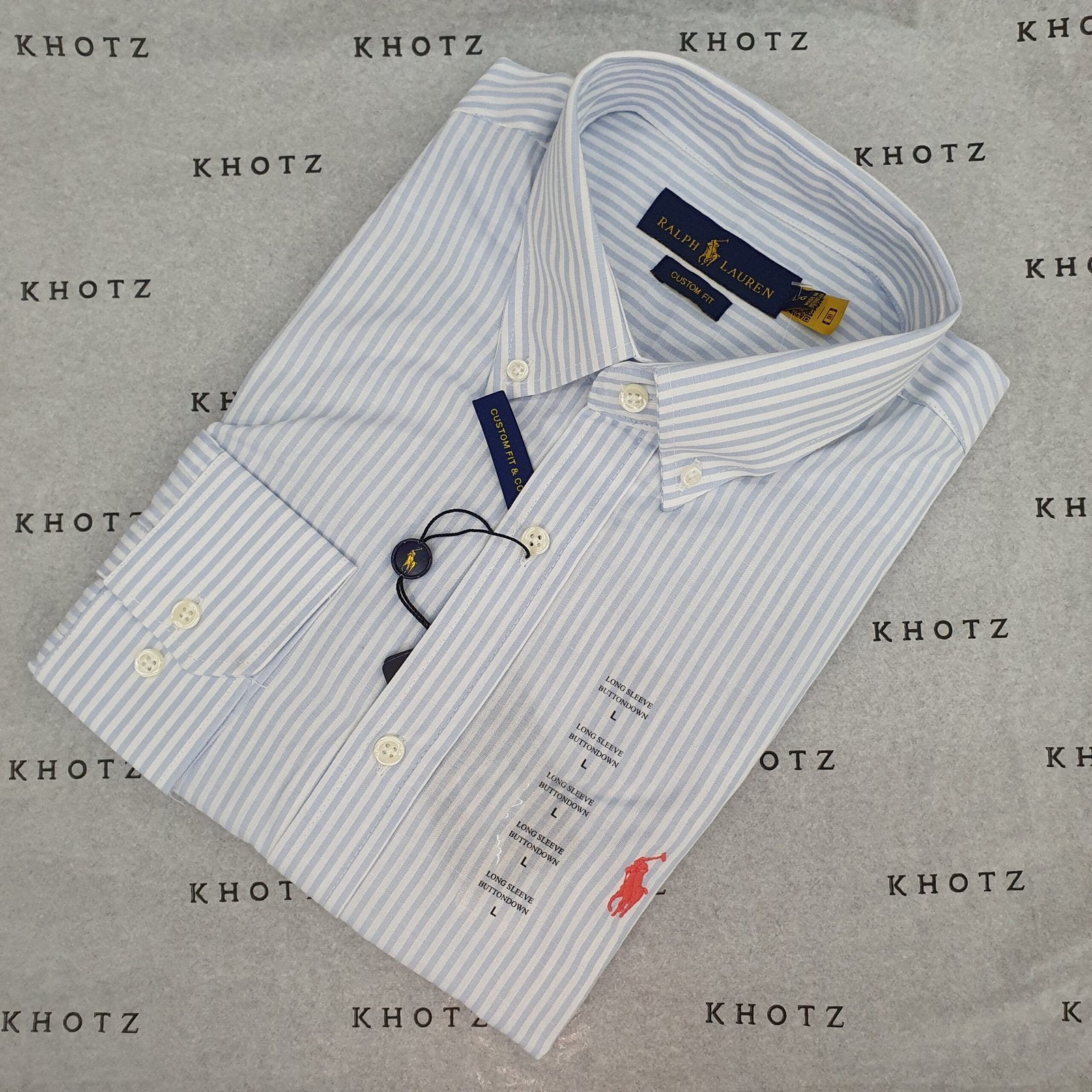 Camisa Ralph Lauren Masculina Azul Bebê Listras Americana Pony Coral