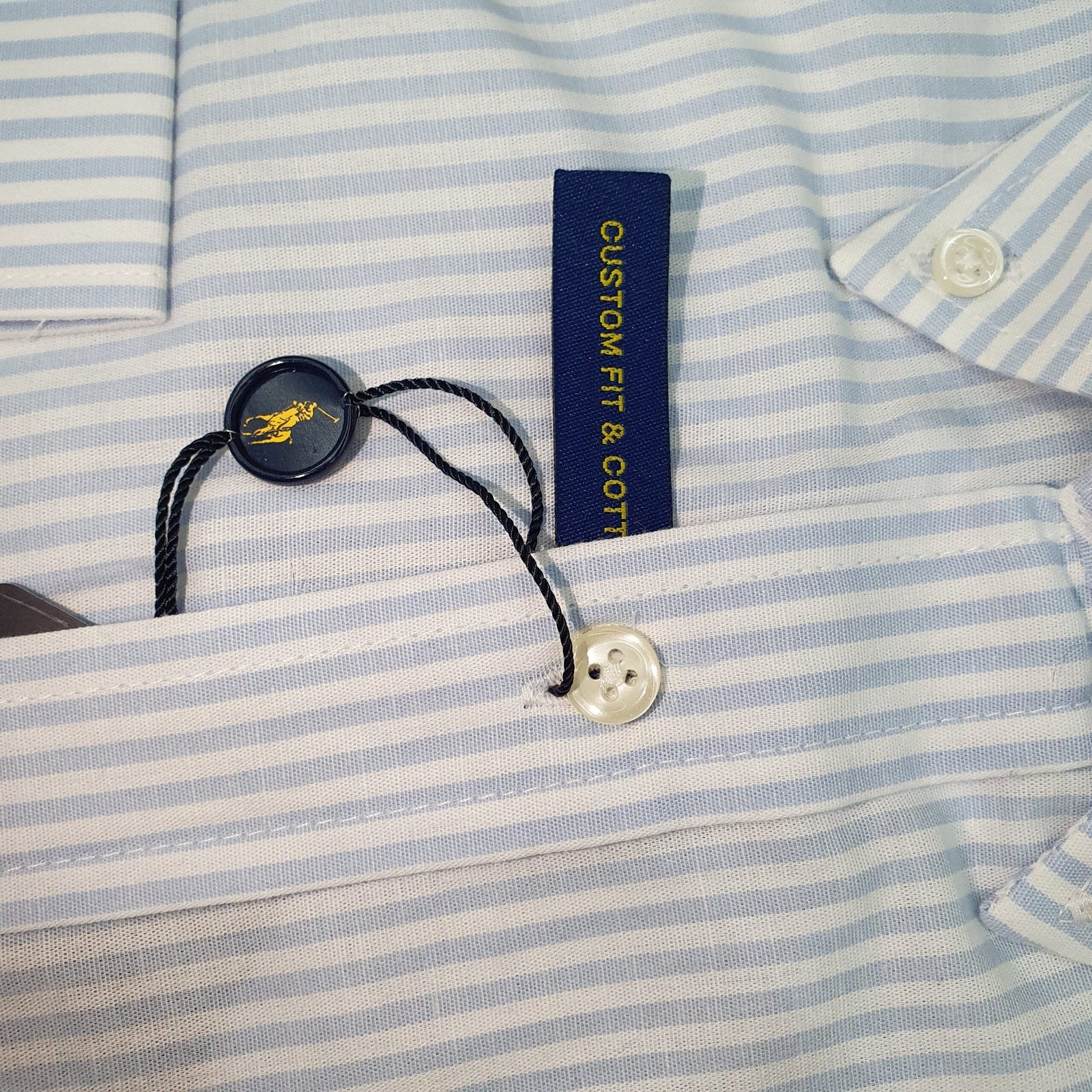 Camisa Ralph Lauren Masculina Azul Bebê Listras Americana Pony Coral