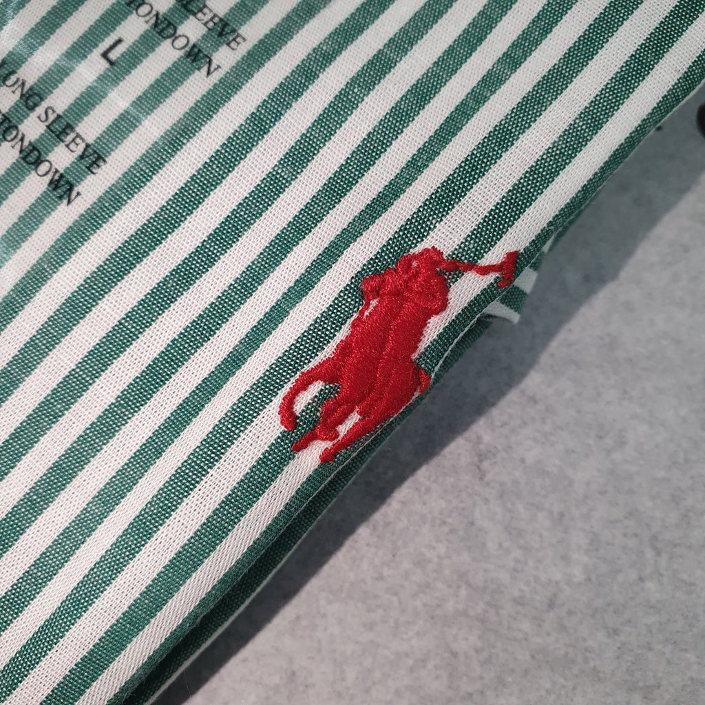 Camisa Ralph Lauren Masculina Verde Listras Americana Pony Vermelho