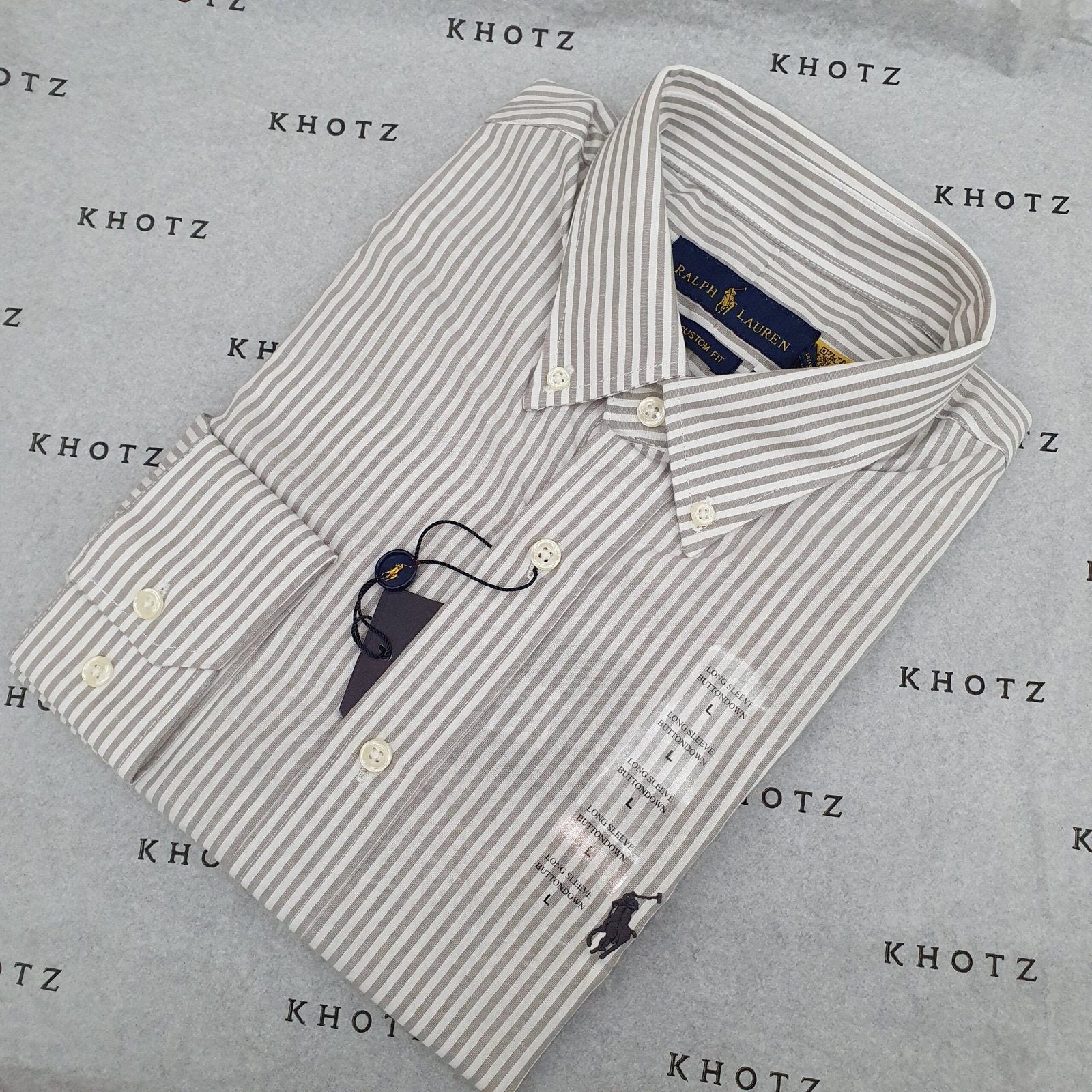 Camisa Ralph Lauren Masculina Cinzenta Listras Americana Pony Chumbo