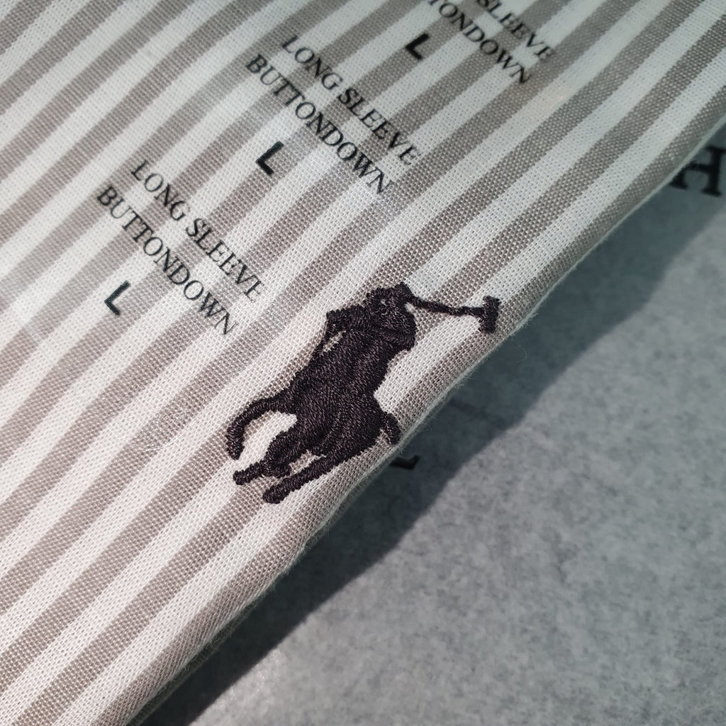 Camisa Ralph Lauren Masculina Cinzenta Listras Americana Pony Chumbo