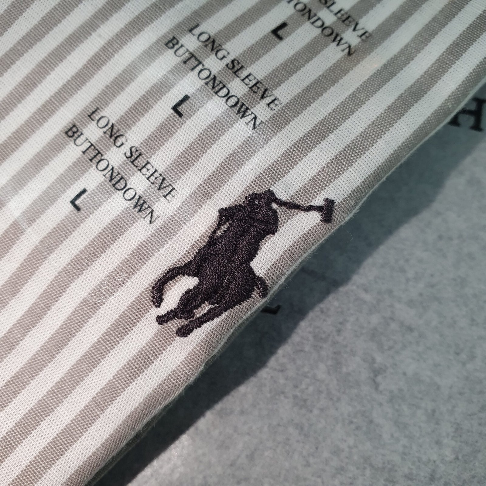 Camisa Ralph Lauren Masculina Cinzenta Listras Americana Pony Chumbo