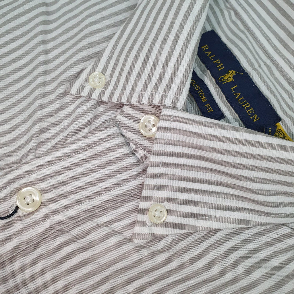 Camisa Ralph Lauren Masculina Cinzenta Listras Americana Pony Chumbo