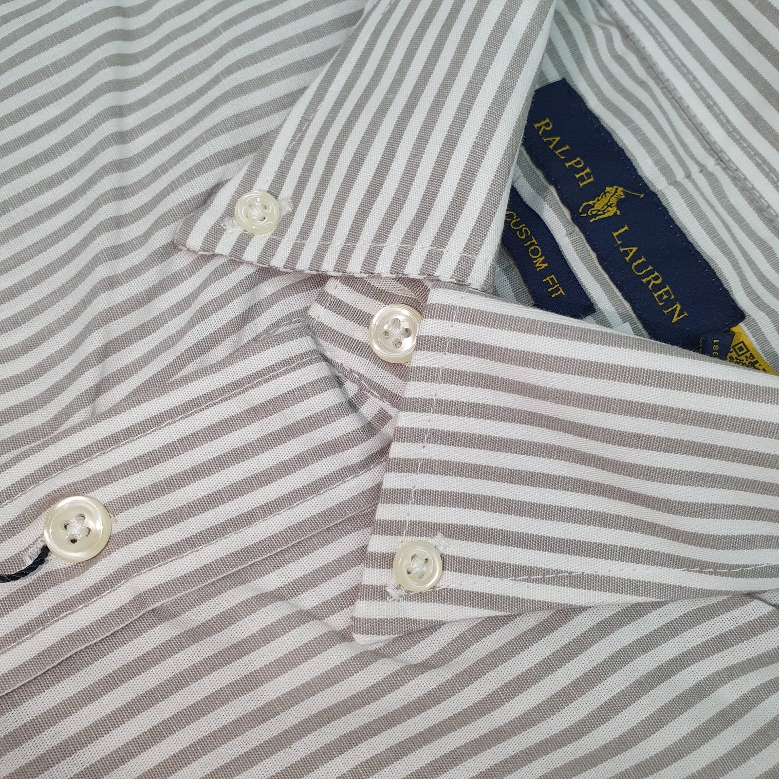 Camisa Ralph Lauren Masculina Cinzenta Listras Americana Pony Chumbo