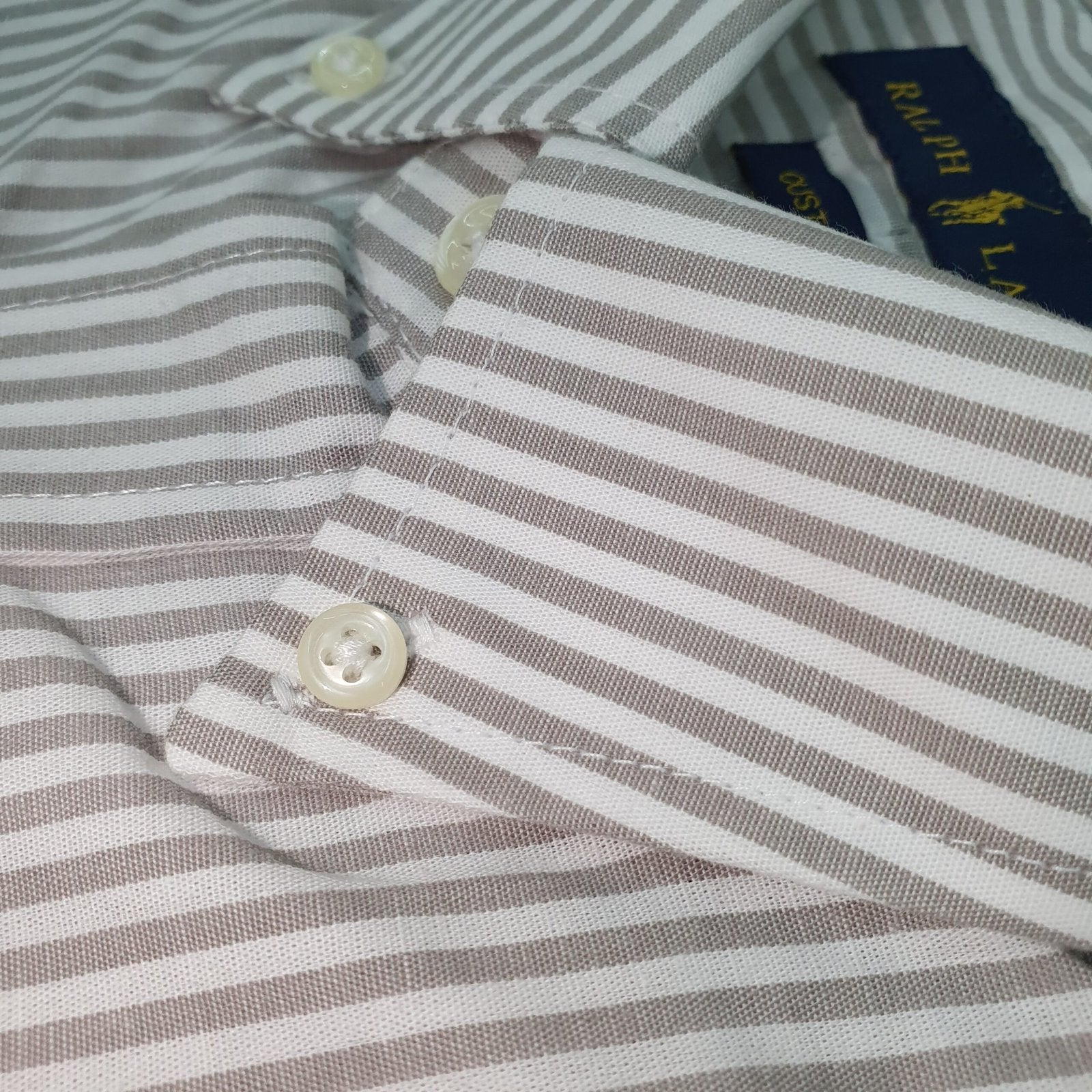 Camisa Ralph Lauren Masculina Cinzenta Listras Americana Pony Chumbo