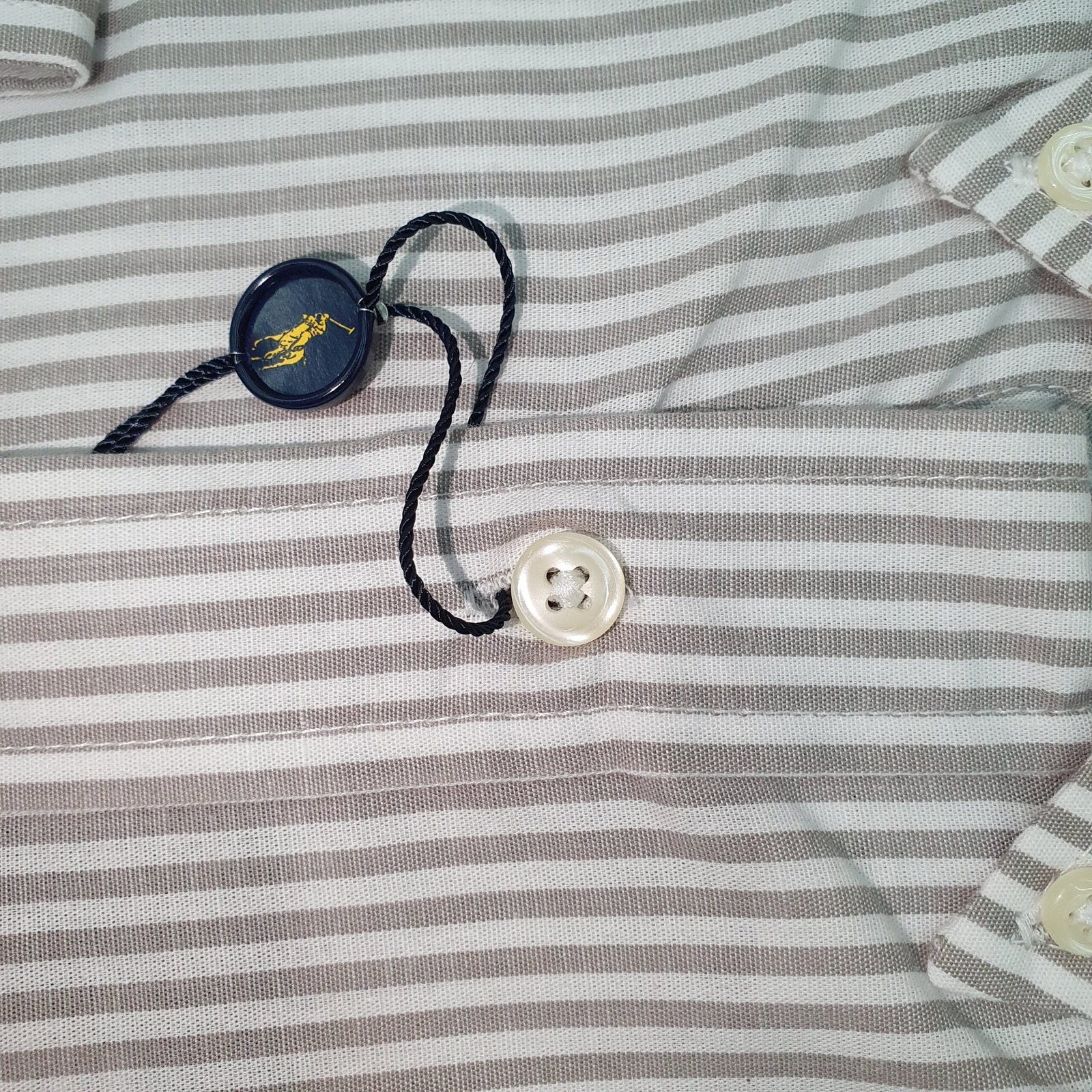 Camisa Ralph Lauren Masculina Cinzenta Listras Americana Pony Chumbo