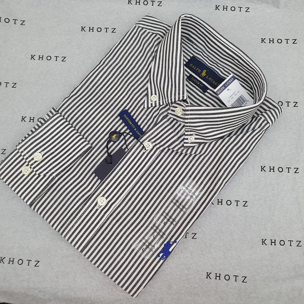 Camisa Ralph Lauren Masculina Preta Listras Americana Pony Azul
