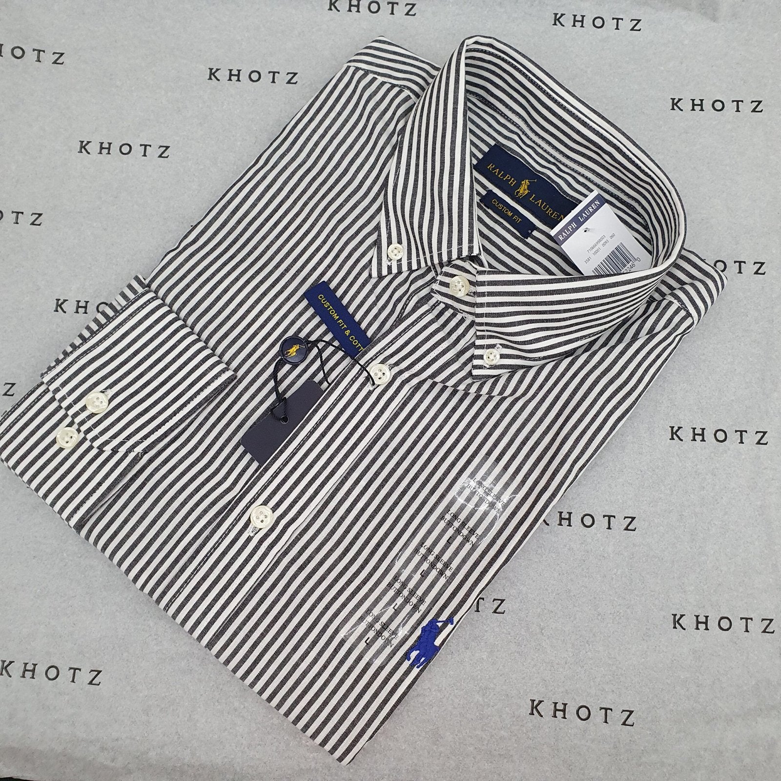 Camisa Ralph Lauren Masculina Preta Listras Americana Pony Azul