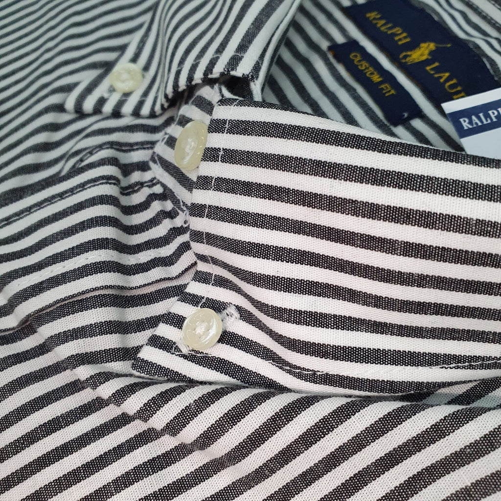 Camisa Ralph Lauren Masculina Preta Listras Americana Pony Azul