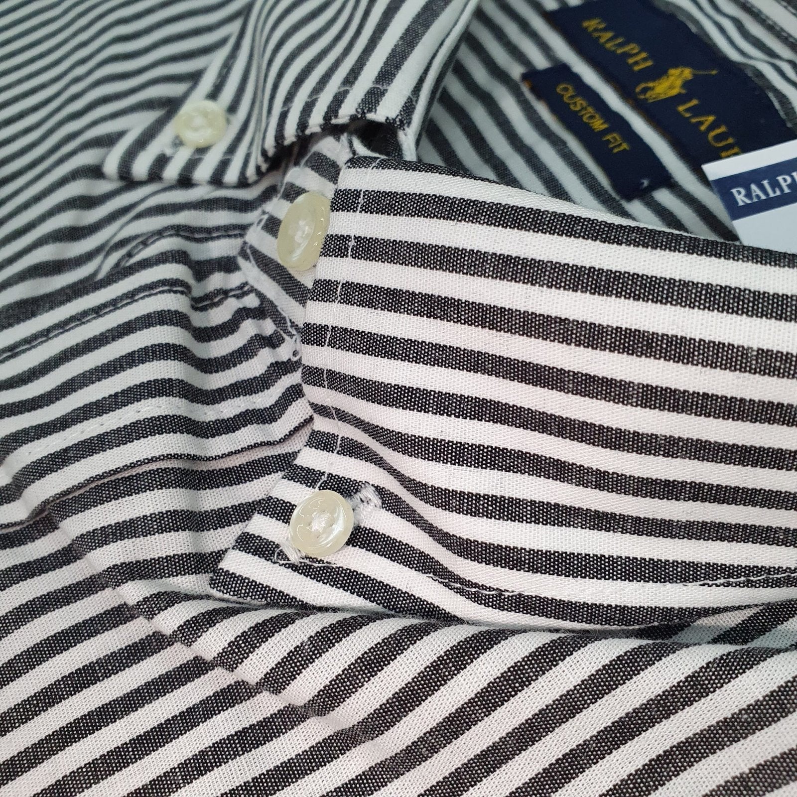 Camisa Ralph Lauren Masculina Preta Listras Americana Pony Azul