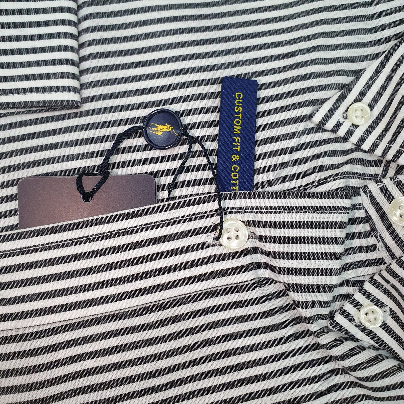 Camisa Ralph Lauren Masculina Preta Listras Americana Pony Azul