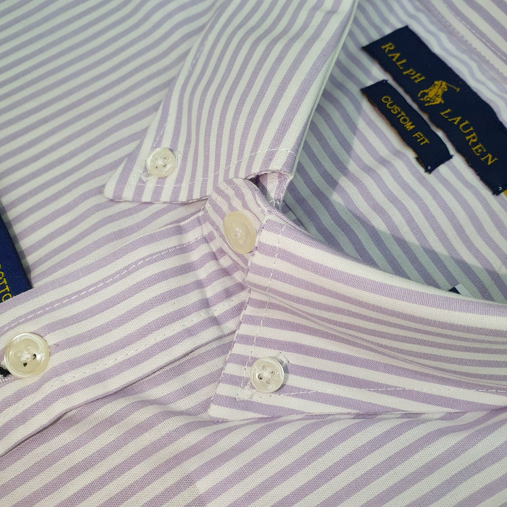 Camisa Ralph Lauren Masculina Lilás Listras Americana Pony Lavanda