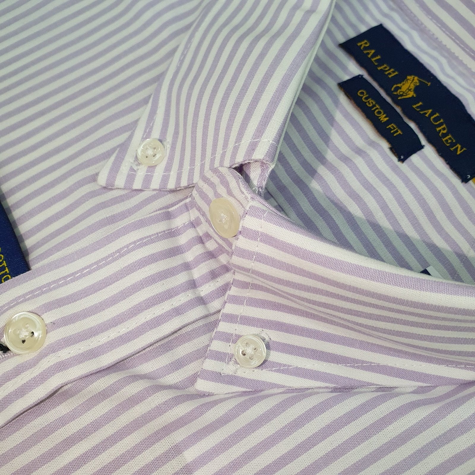Camisa Ralph Lauren Masculina Lilás Listras Americana Pony Lavanda