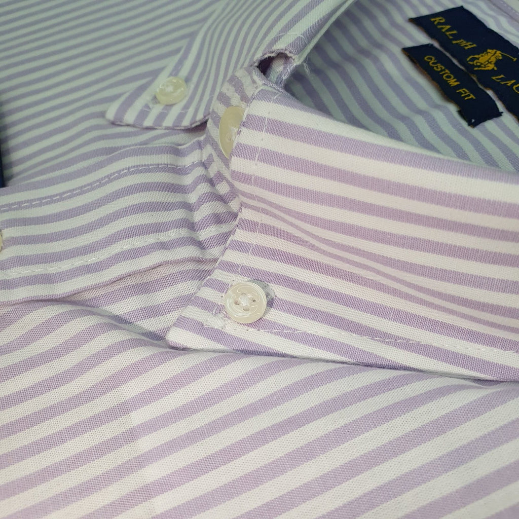 Camisa Ralph Lauren Masculina Lilás Listras Americana Pony Lavanda