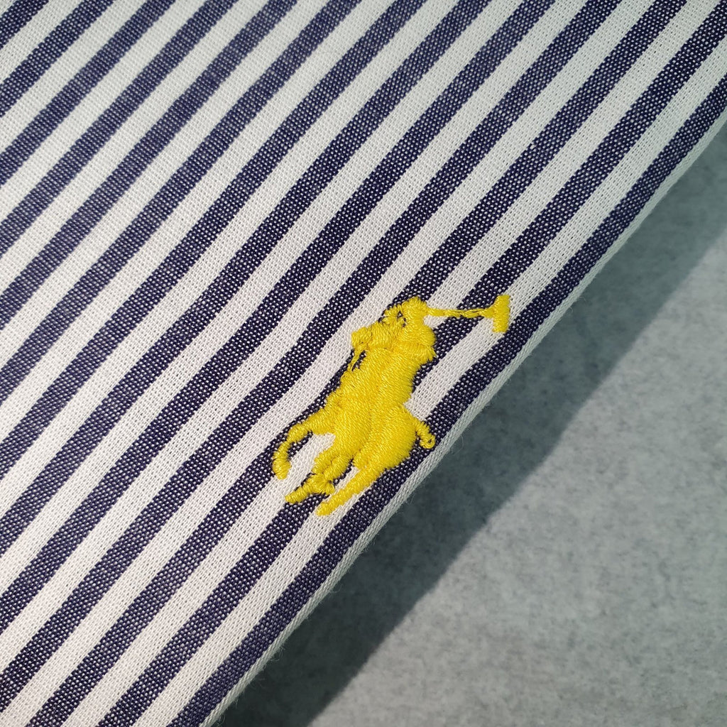 Camisa Ralph Lauren Masculina Azul Petróleo Listras Americana Pony Amarelo