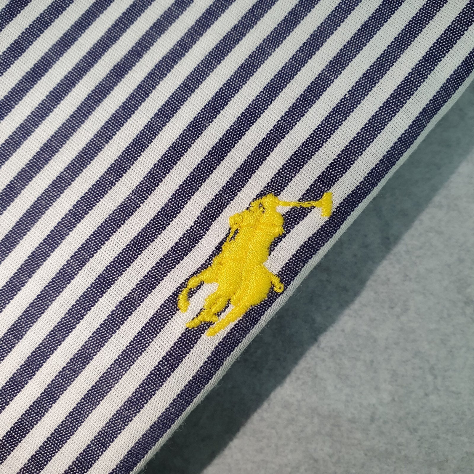 Camisa Ralph Lauren Masculina Azul Petróleo Listras Americana Pony Amarelo