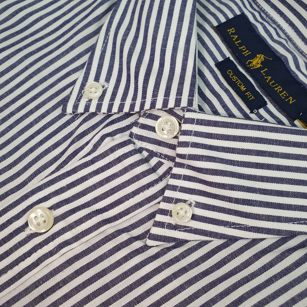 Camisa Ralph Lauren Masculina Azul Petróleo Listras Americana Pony Amarelo