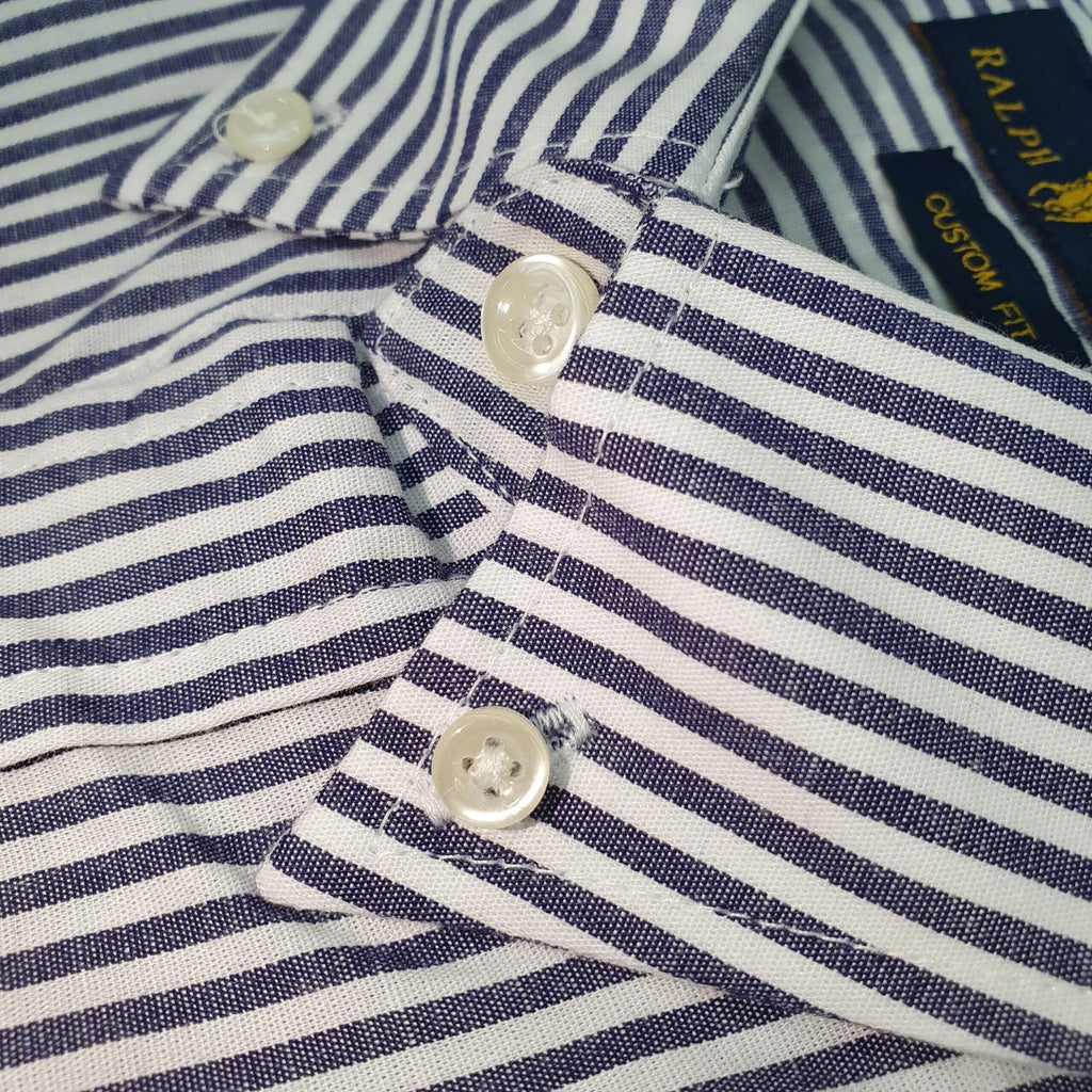 Camisa Ralph Lauren Masculina Azul Petróleo Listras Americana Pony Amarelo