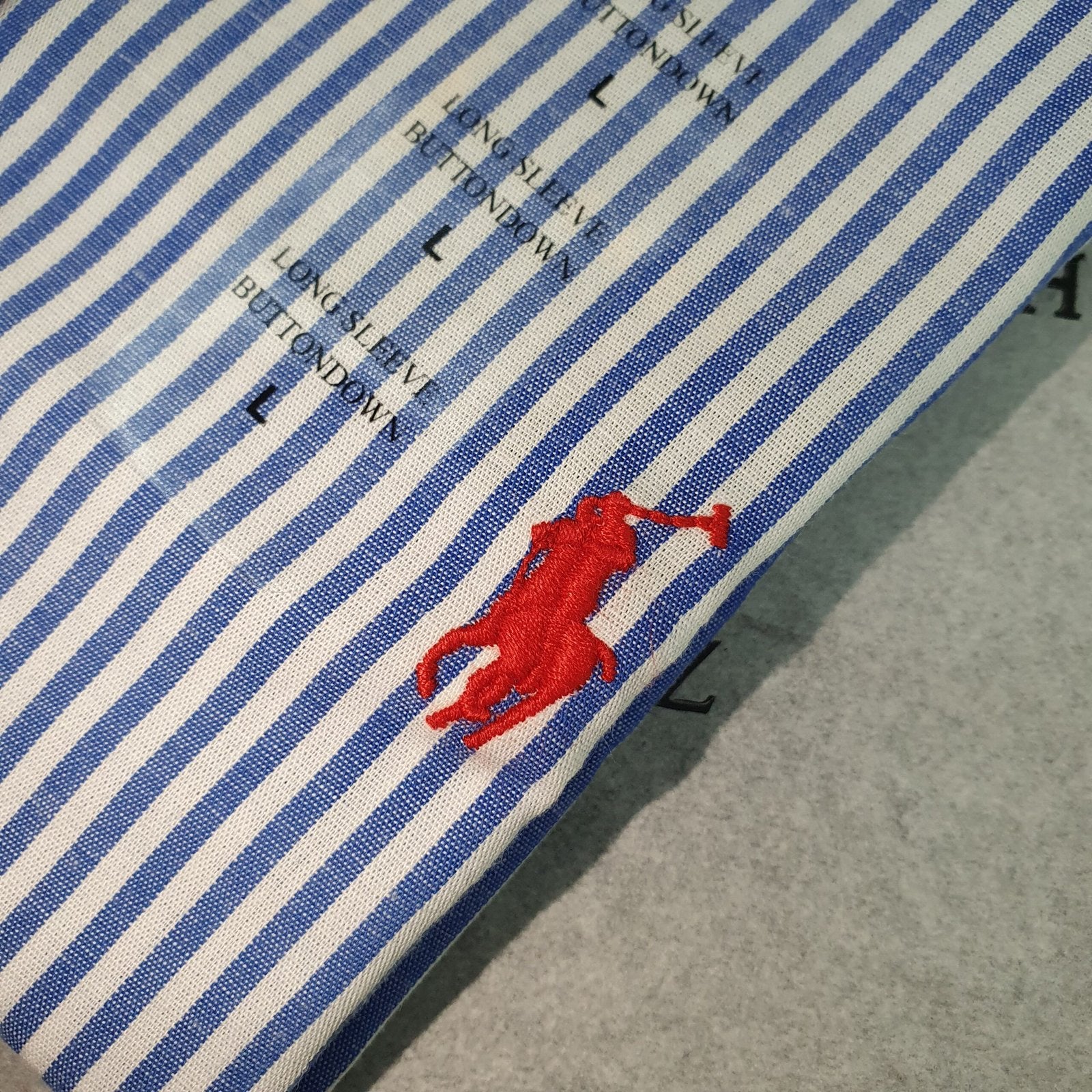 Camisa Ralph Lauren Masculina Azul Listras Americana Pony Vermelho
