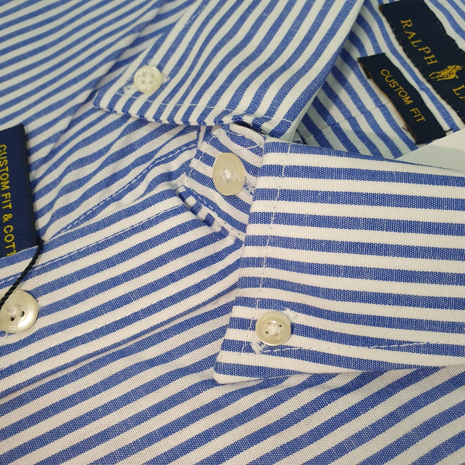 Camisa Ralph Lauren Masculina Azul Listras Americana Pony Vermelho