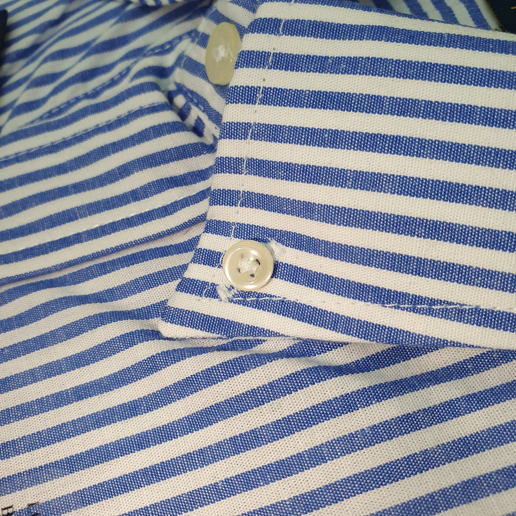 Camisa Ralph Lauren Masculina Azul Listras Americana Pony Vermelho