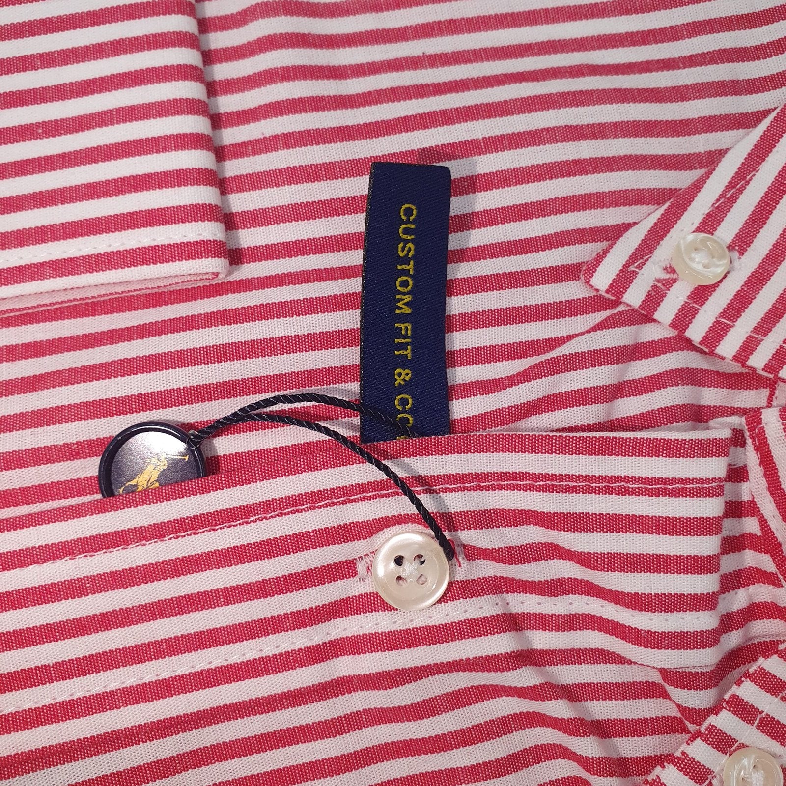 Camisa Ralph Lauren Masculina Vermelha Listras Americana Pony Azul