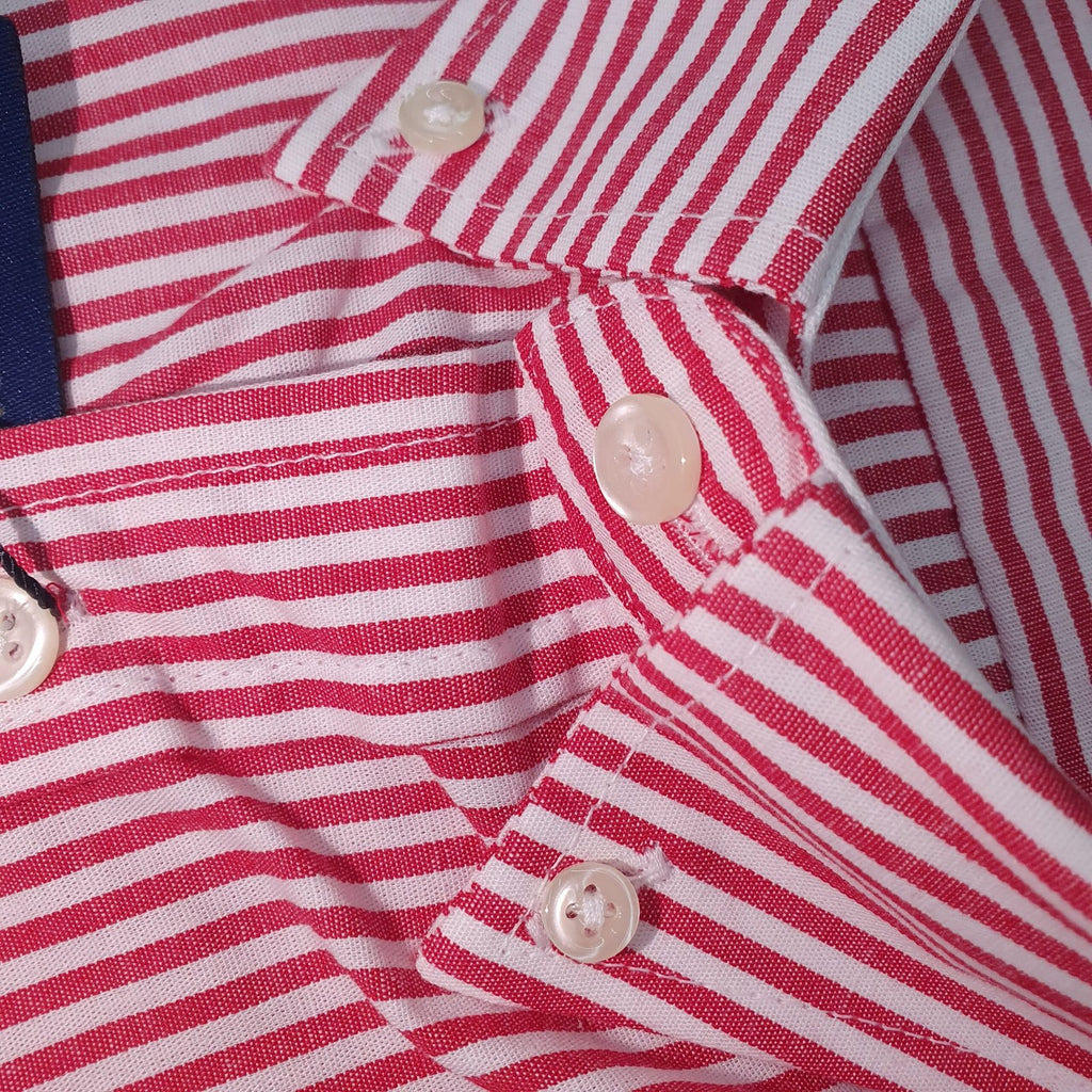 Camisa Ralph Lauren Masculina Vermelha Listras Americana Pony Azul