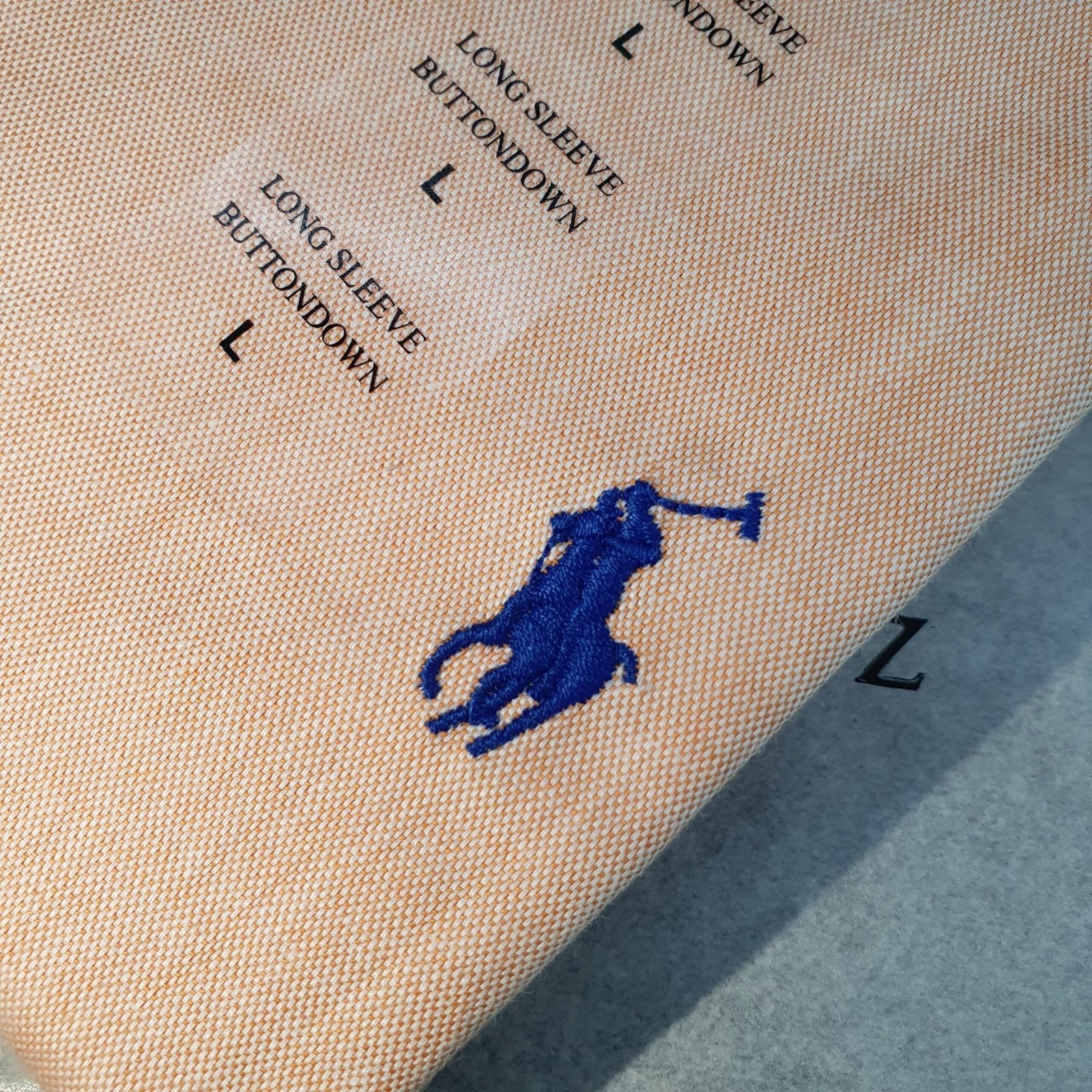 Camisa Ralph Lauren Masculina Oxford Clássico Salmão Pony Azul