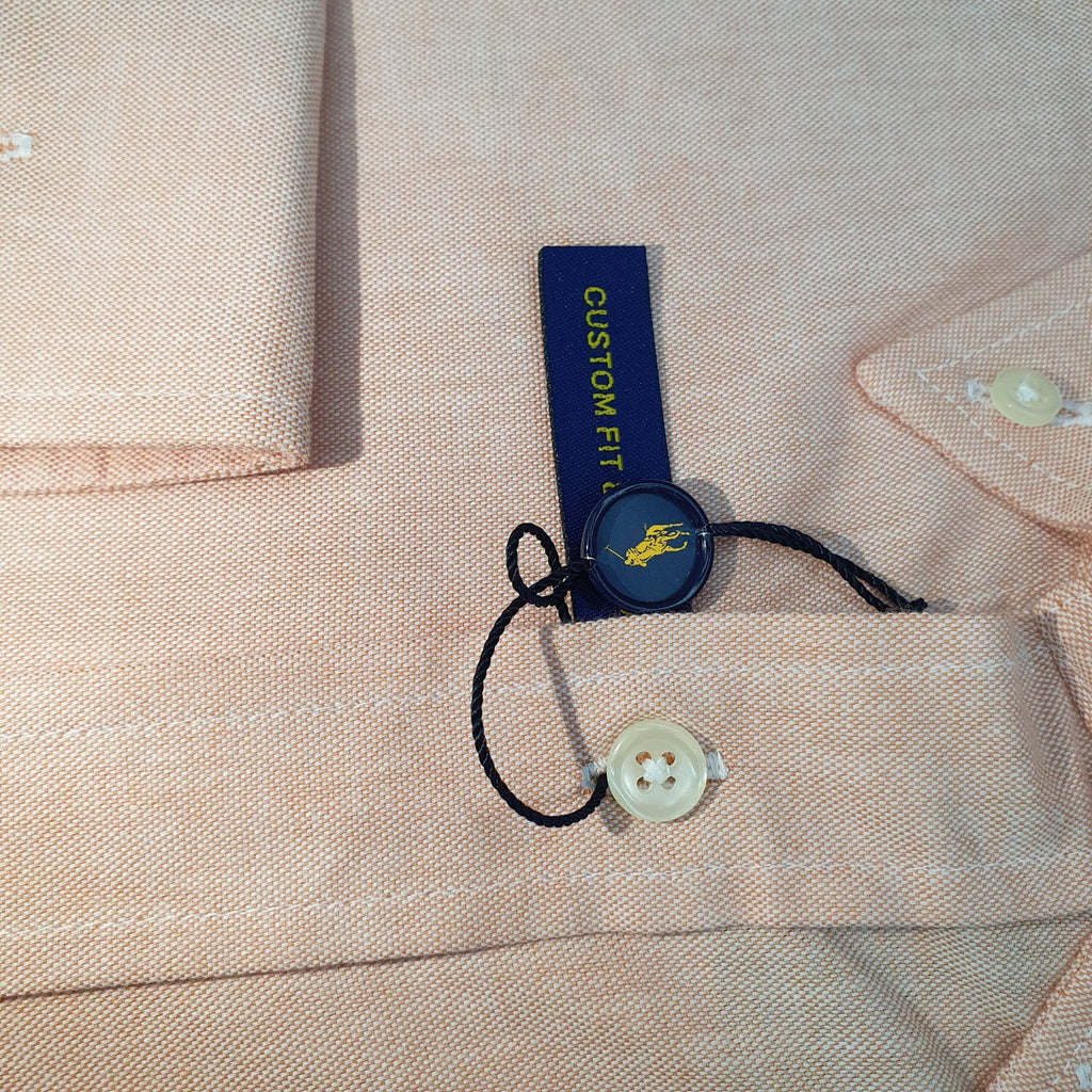 Camisa Ralph Lauren Masculina Oxford Clássico Salmão Pony Azul