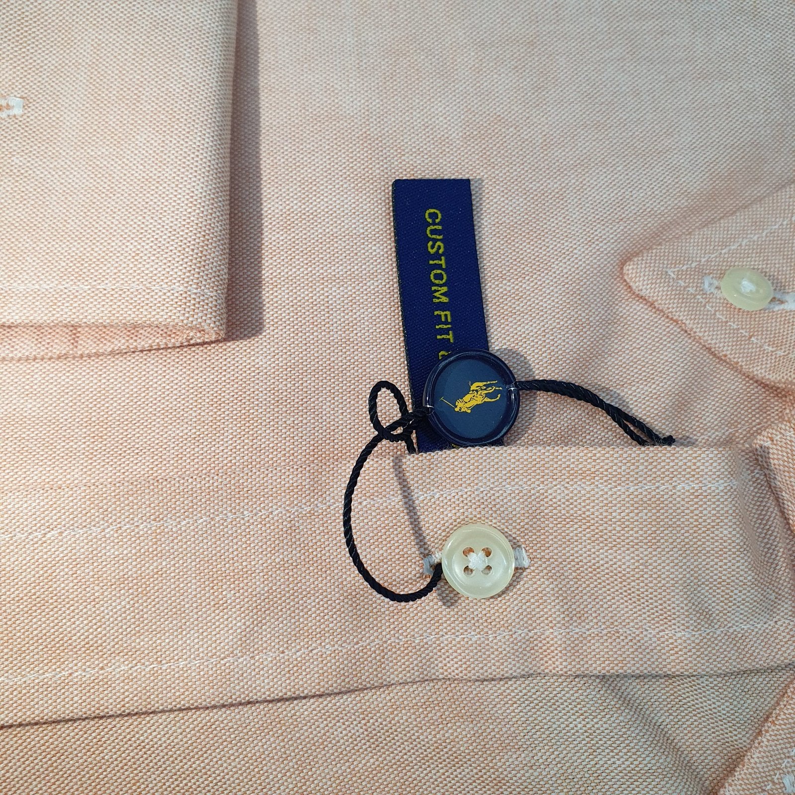 Camisa Ralph Lauren Masculina Oxford Clássico Salmão Pony Azul