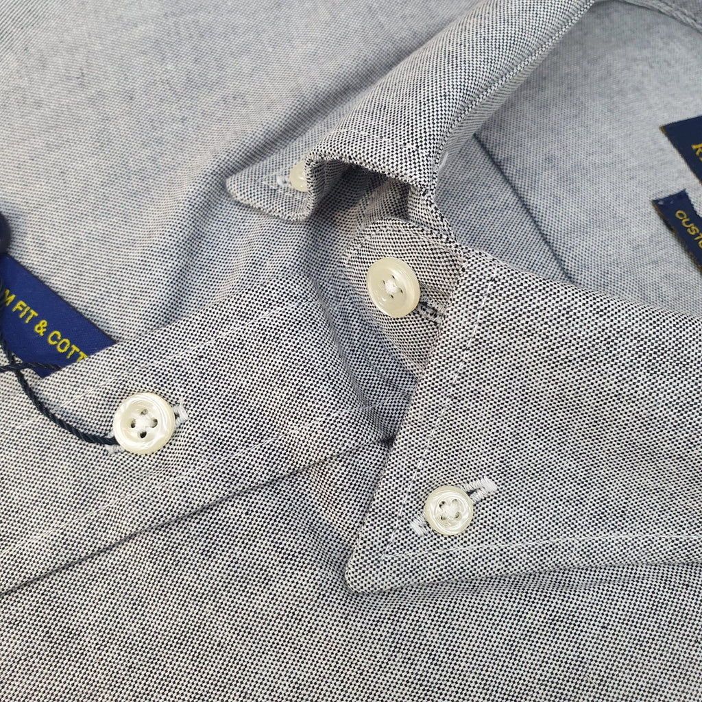 Camisa Ralph Lauren Masculina Oxford Clássico Cinza Pony Preto