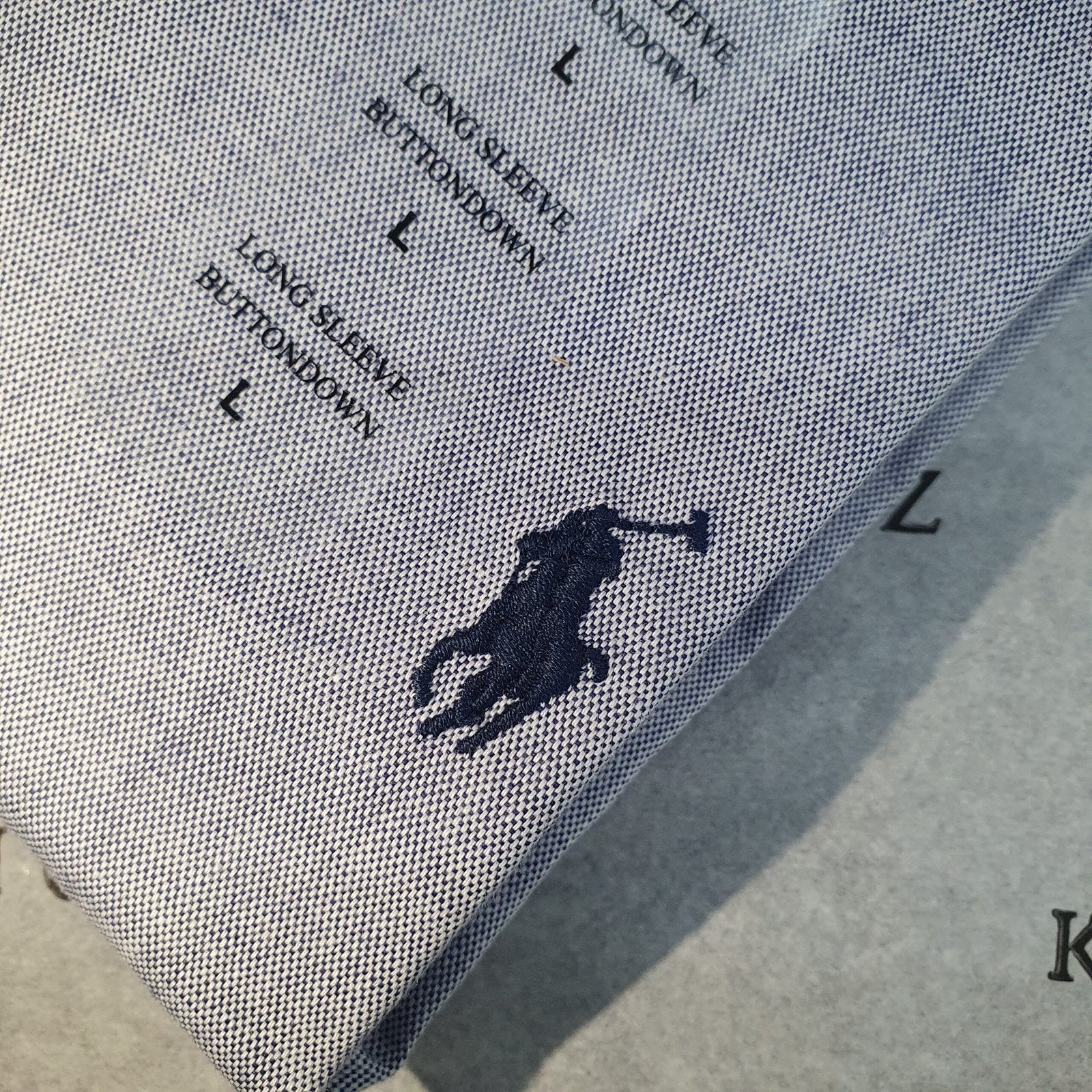 Camisa Ralph Lauren Masculina Oxford Clássico Azul Cinzento Pony Azul