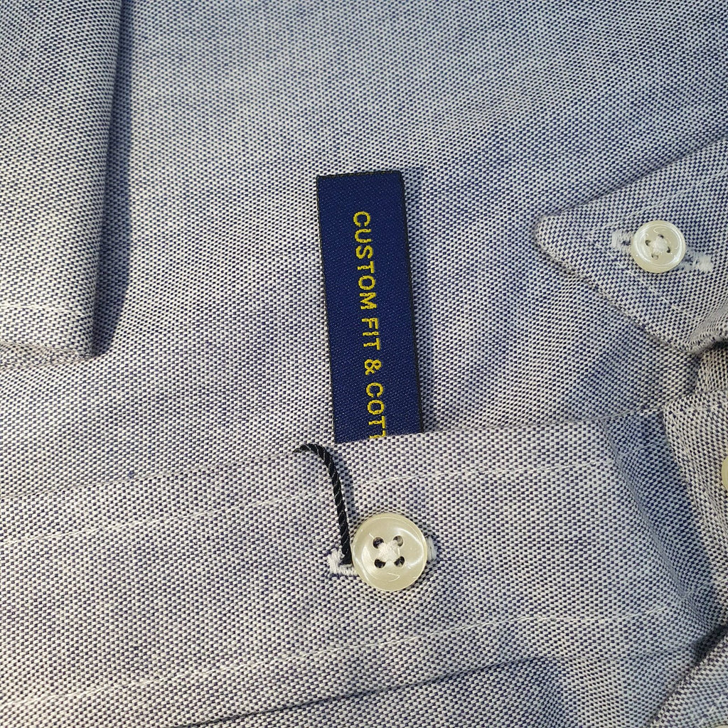 Camisa Ralph Lauren Masculina Oxford Clássico Azul Cinzento Pony Azul