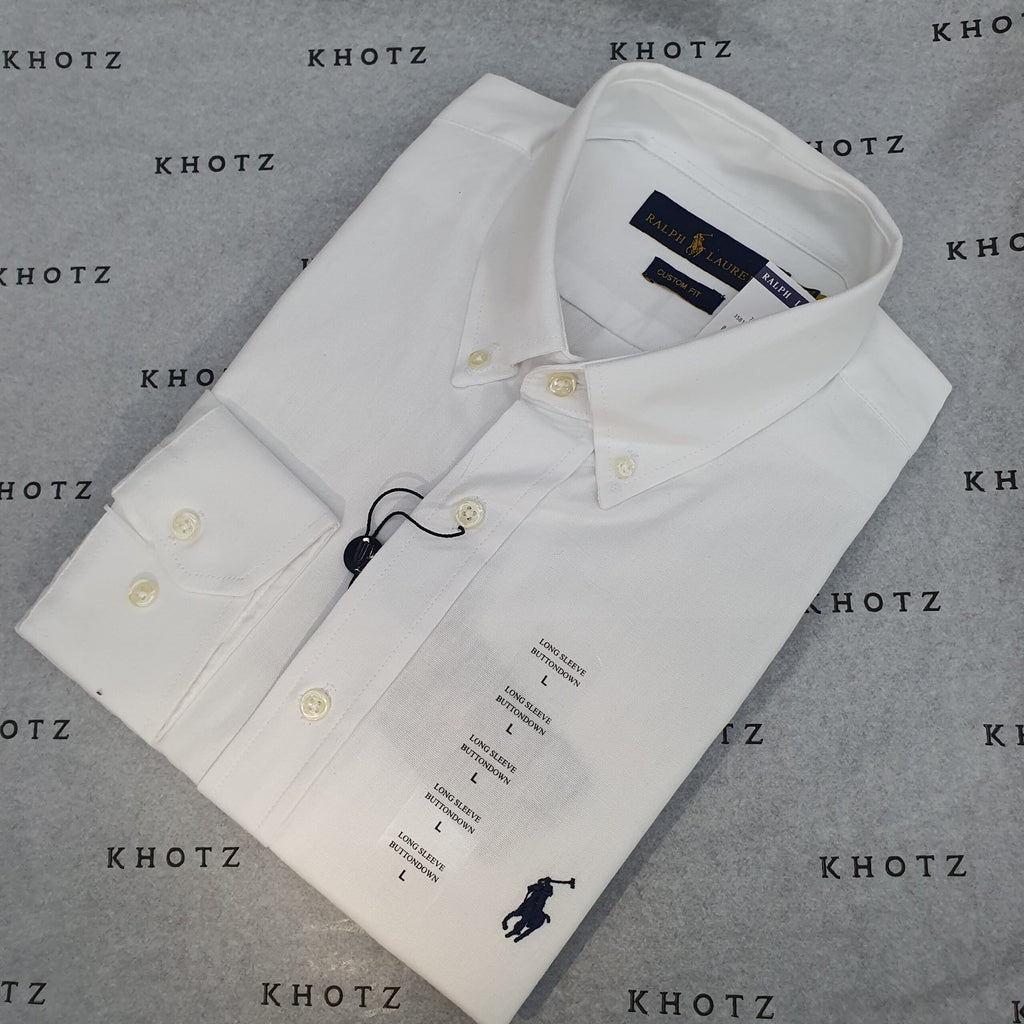 Camisa Ralph Lauren Masculina Oxford Clássico Branca Pony Marinho