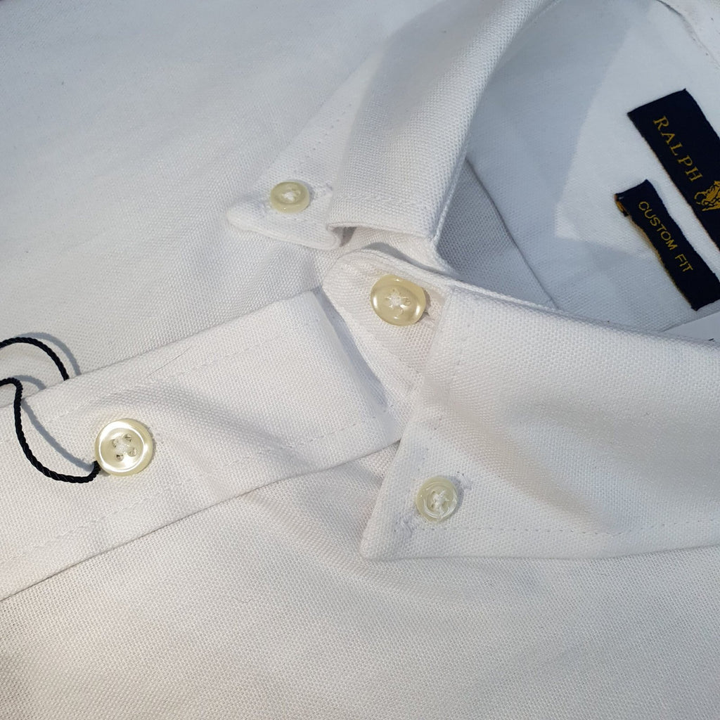 Camisa Ralph Lauren Masculina Oxford Clássico Branca Pony Marinho