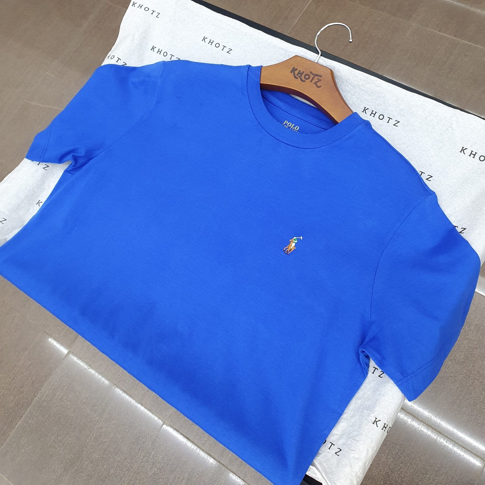 Camiseta Básica Ralph Lauren Masculina Azul Royal Pony Colorido