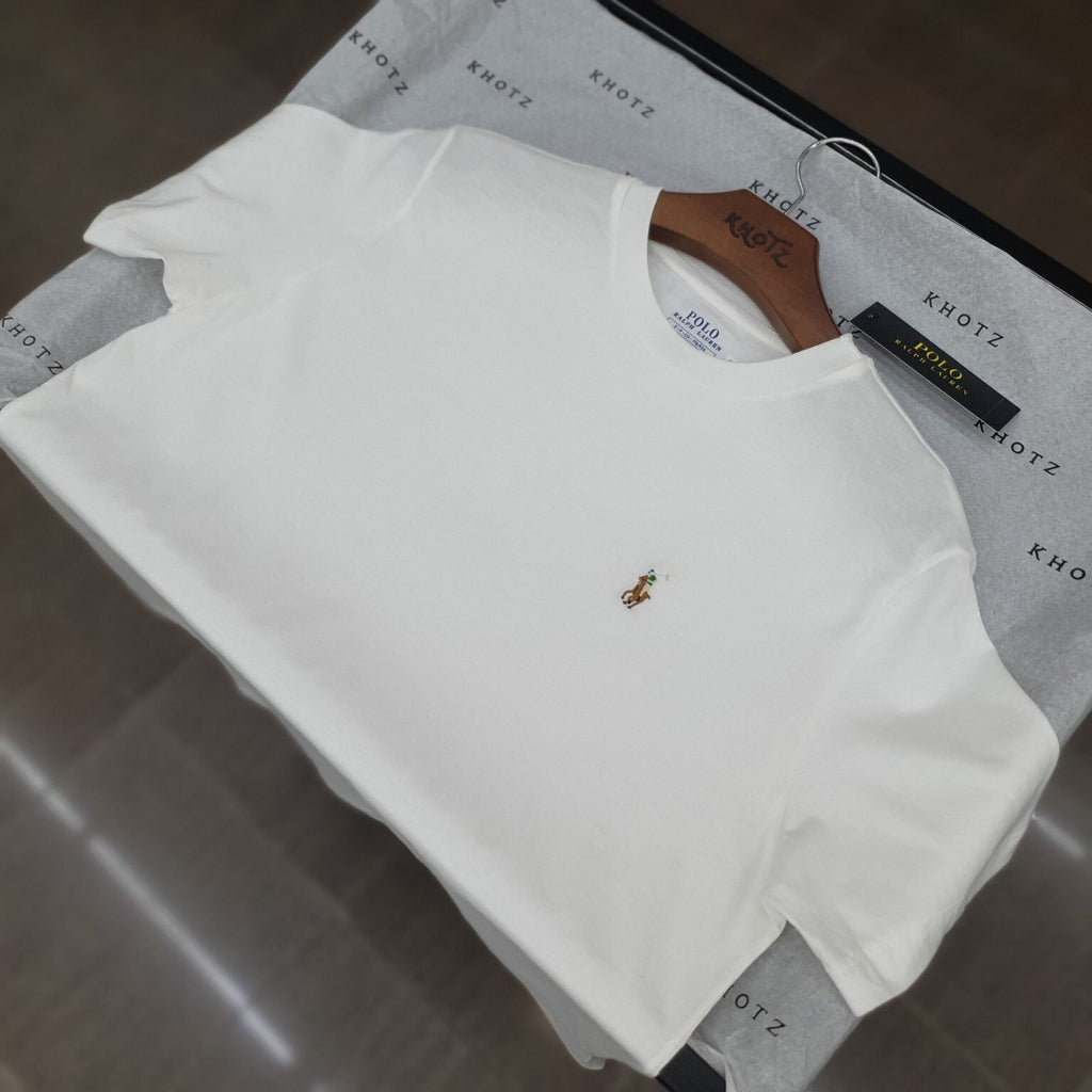 Camiseta Básica Ralph Lauren Masculina Branca Pony Colorido