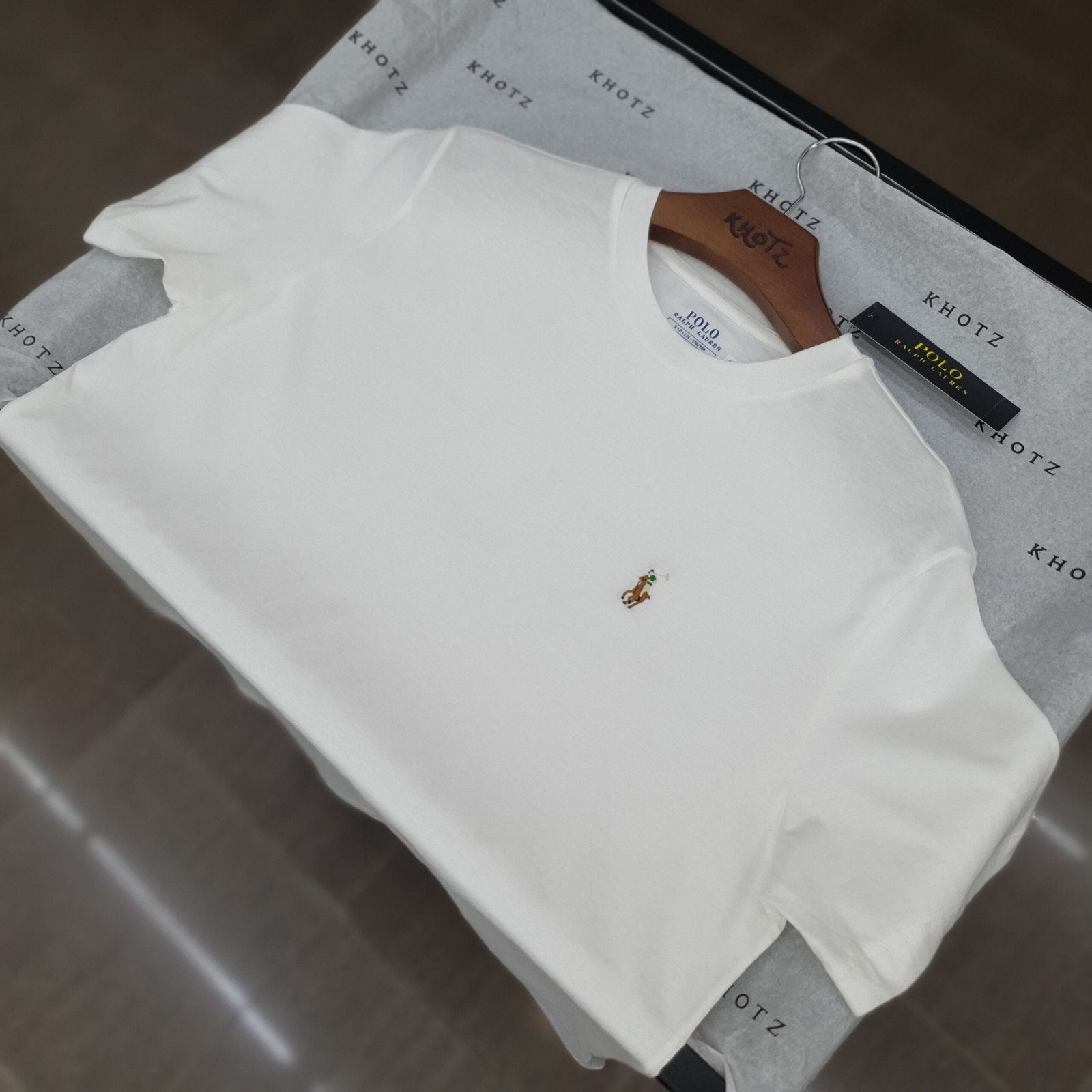 Camiseta Básica Ralph Lauren Masculina Branca Pony Colorido