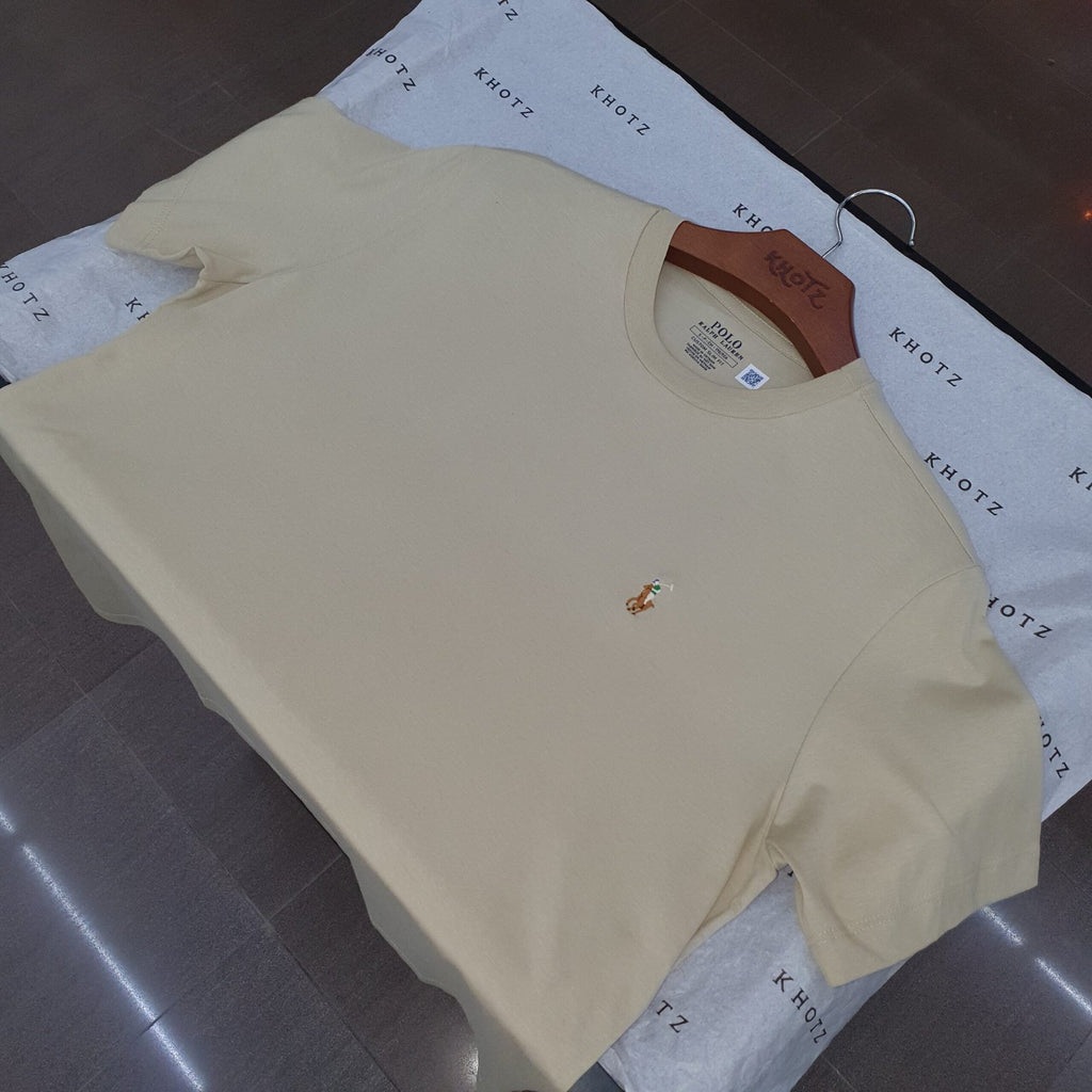 Camiseta Básica Ralph Lauren Masculina Bege Pony Colorido