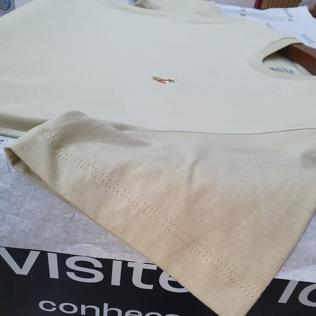 Camiseta Básica Ralph Lauren Masculina Bege Pony Colorido