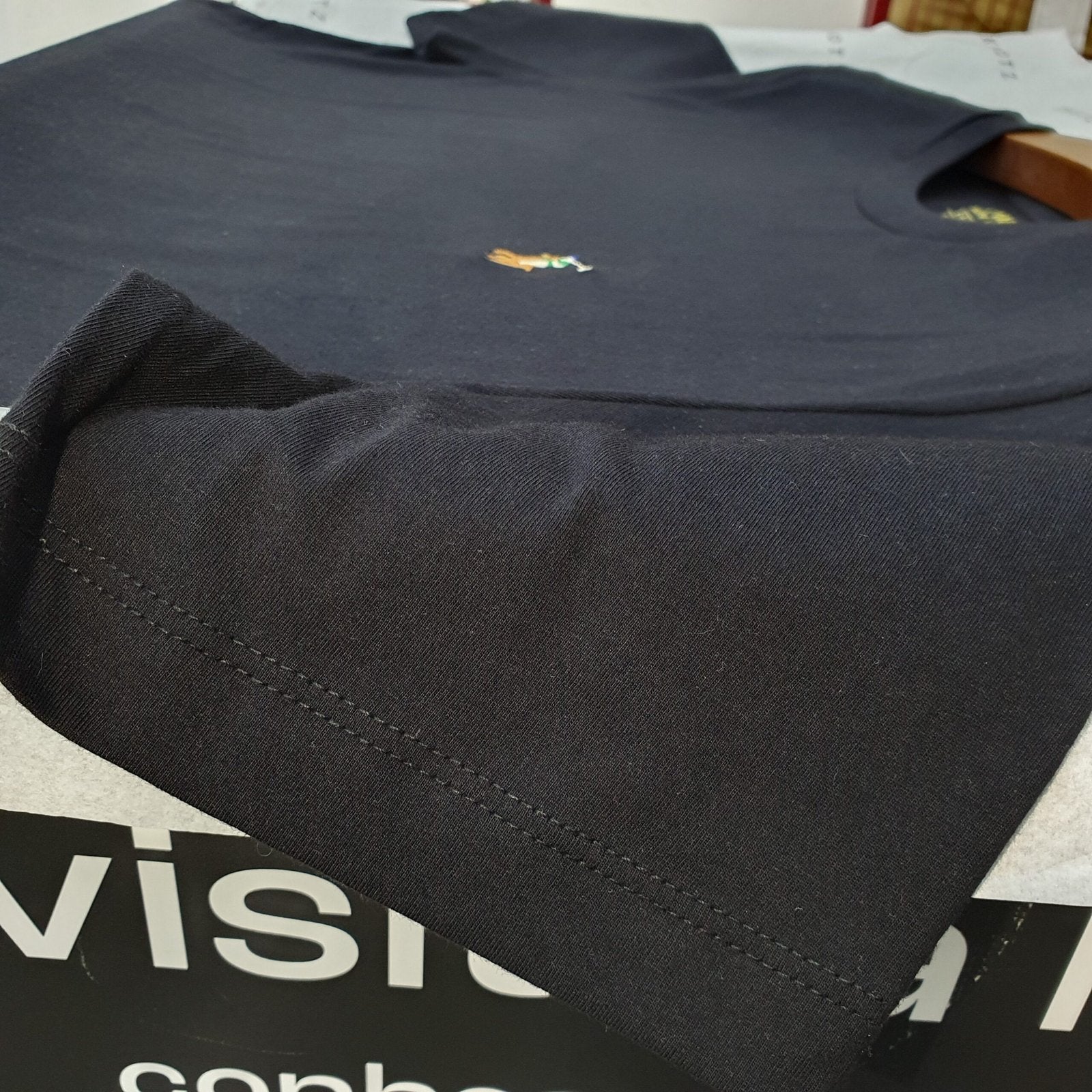 Camiseta Básica Ralph Lauren Masculina Preta Pony Colorido