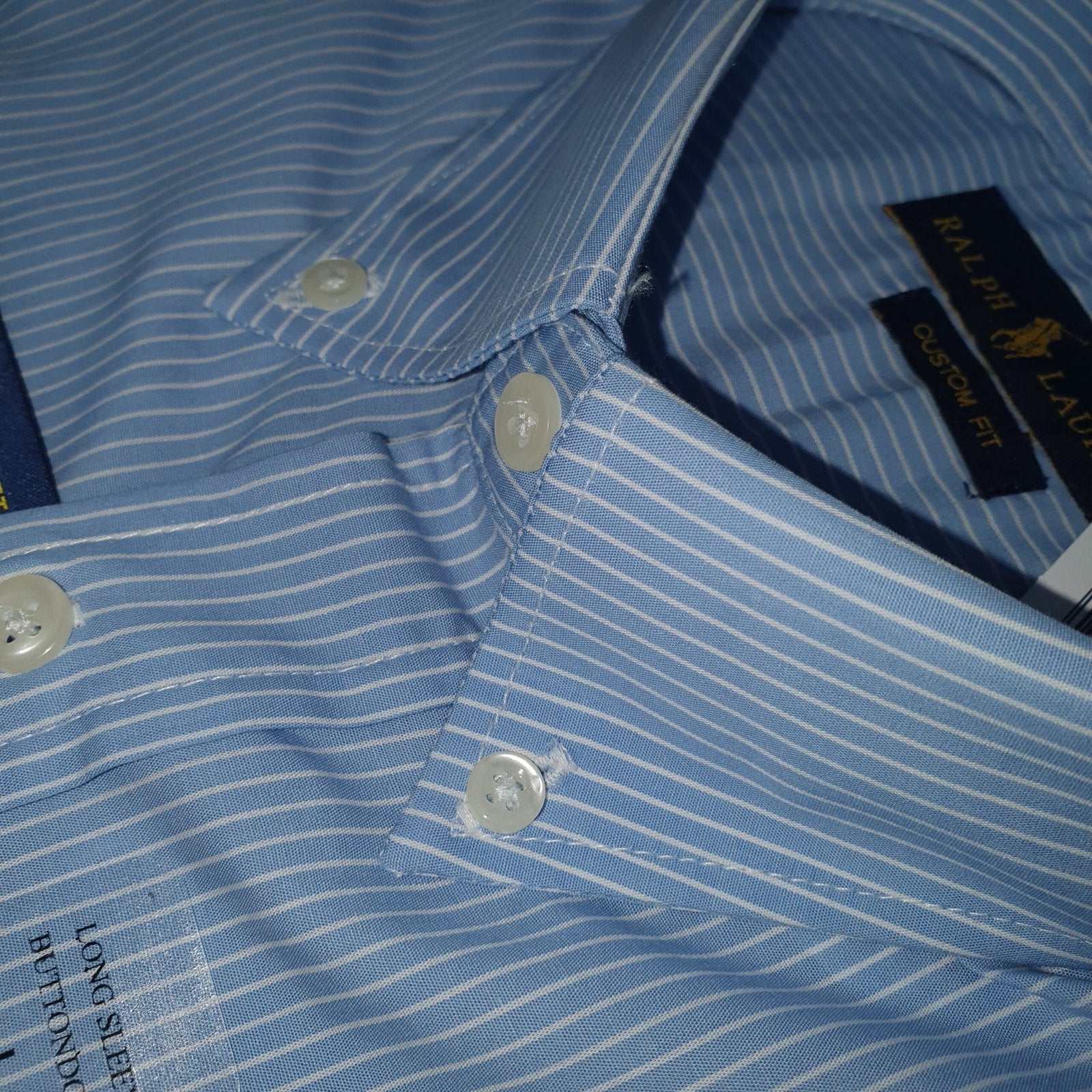 Camisa Ralph Lauren Masculina Azul Bebê Listras Minimalista Pony Rosa